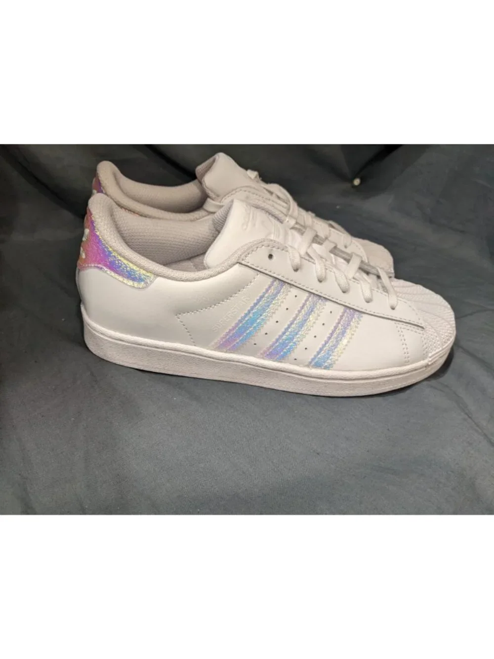 Adidas Superstar C Sneakers White/Halo Blue JQ1789 Girls Size 3 NEW NO BOX!